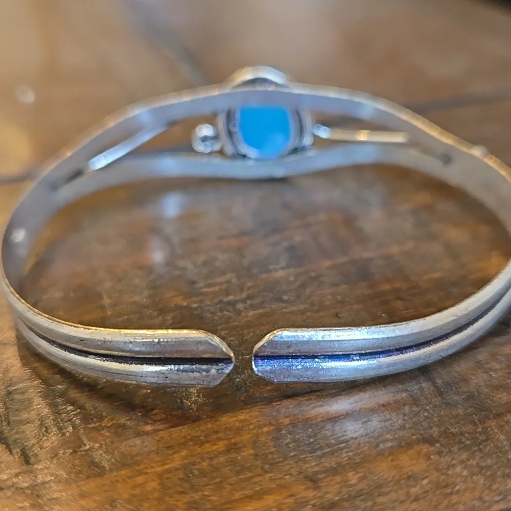 Blue Chalcedony Silver Cuff Bracelet